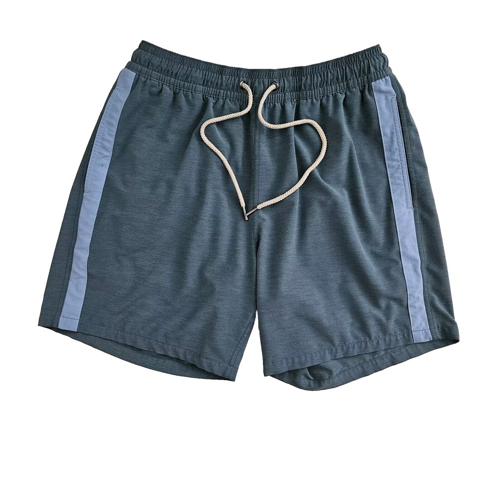 Fair Harbor Mens XL Blue Green Swim Trunks Board Shorts Striped Lined Drawstring